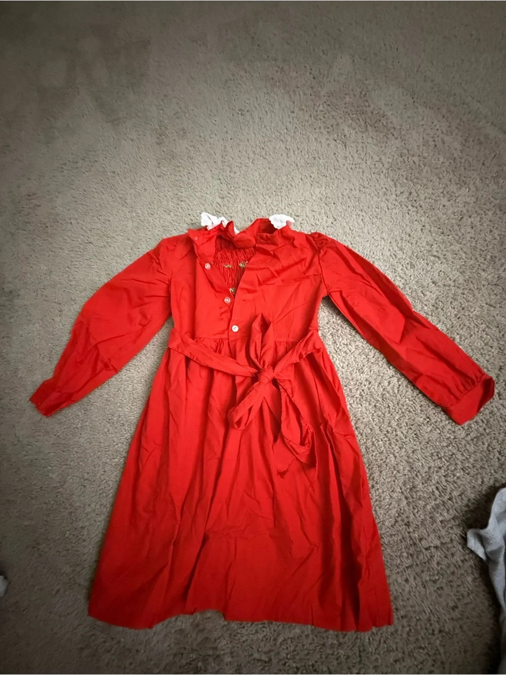 VTG Polly Flinders Red Smocked Dress Embroidery Toddler Size 6 Christmas USA